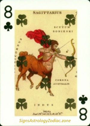 8 - Sagittarius - Eight of Clubs - SignsAstrologyZodiac.zone